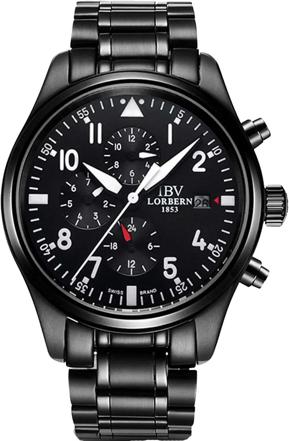 Mouths 24/Hours Function Dial Waterproof alumina Watches carlien Men's Pilot Watch Automatic Mechanical Stainless Steel Case Days 