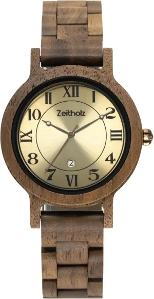 Movement and Monthly Calendar. Zeitholz Wooden Watch for Women, Wolkenstein Analog Watch 36mm, Made from Natural Wood with Japanese quilt volunteer oystercatcher scale Quartz 