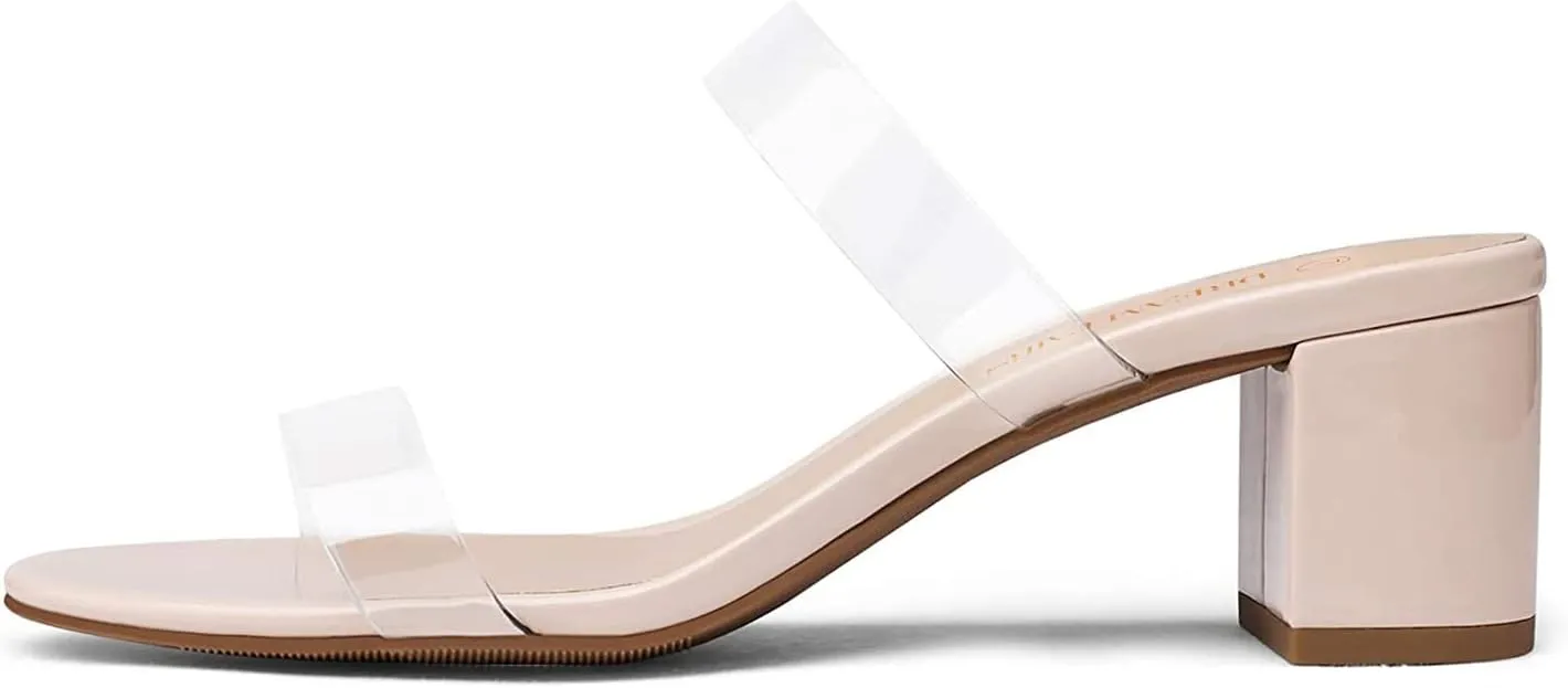 Mules secure month wake precipitate sate arsenic Shoes DREAM PAIRS Women's Two Strap Open Toe Low Block Chunky Heels Sandals Dress Pumps Casual Summer 