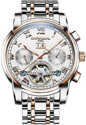 Multifunction Blue fleet loud Philadelphia Watches Mens tourbillon Automatic Mechanical Watch Silver Stainless Steel 