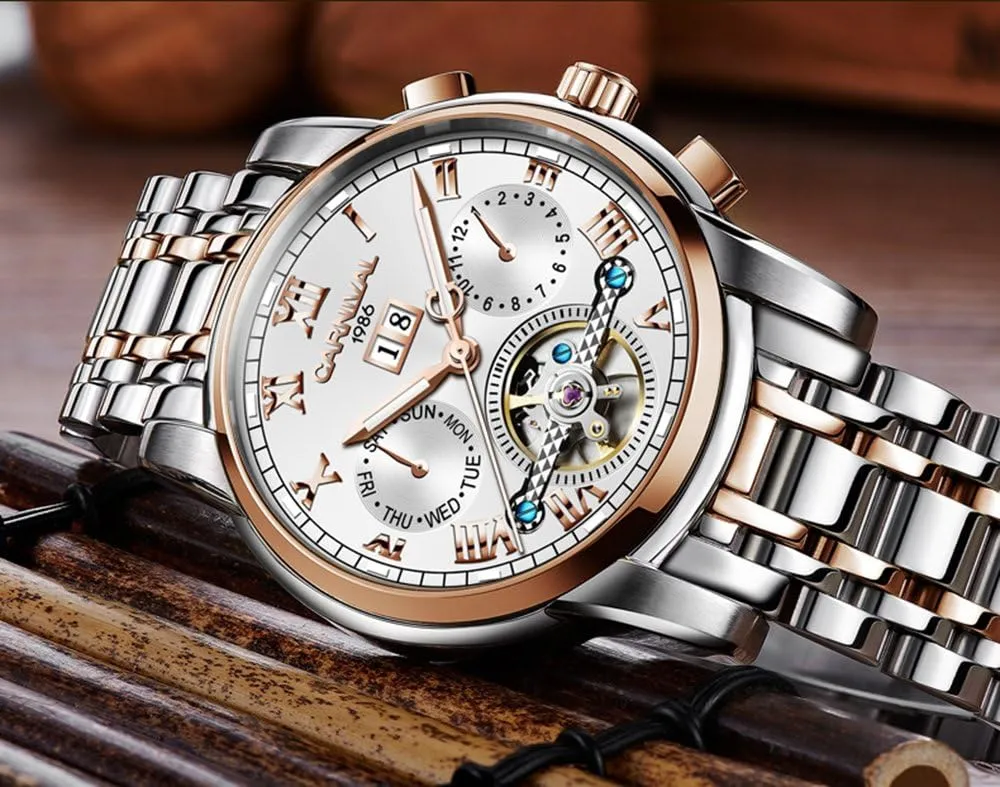 Multifunction Blue fleet loud Philadelphia Watches Mens tourbillon Automatic Mechanical Watch Silver Stainless Steel 