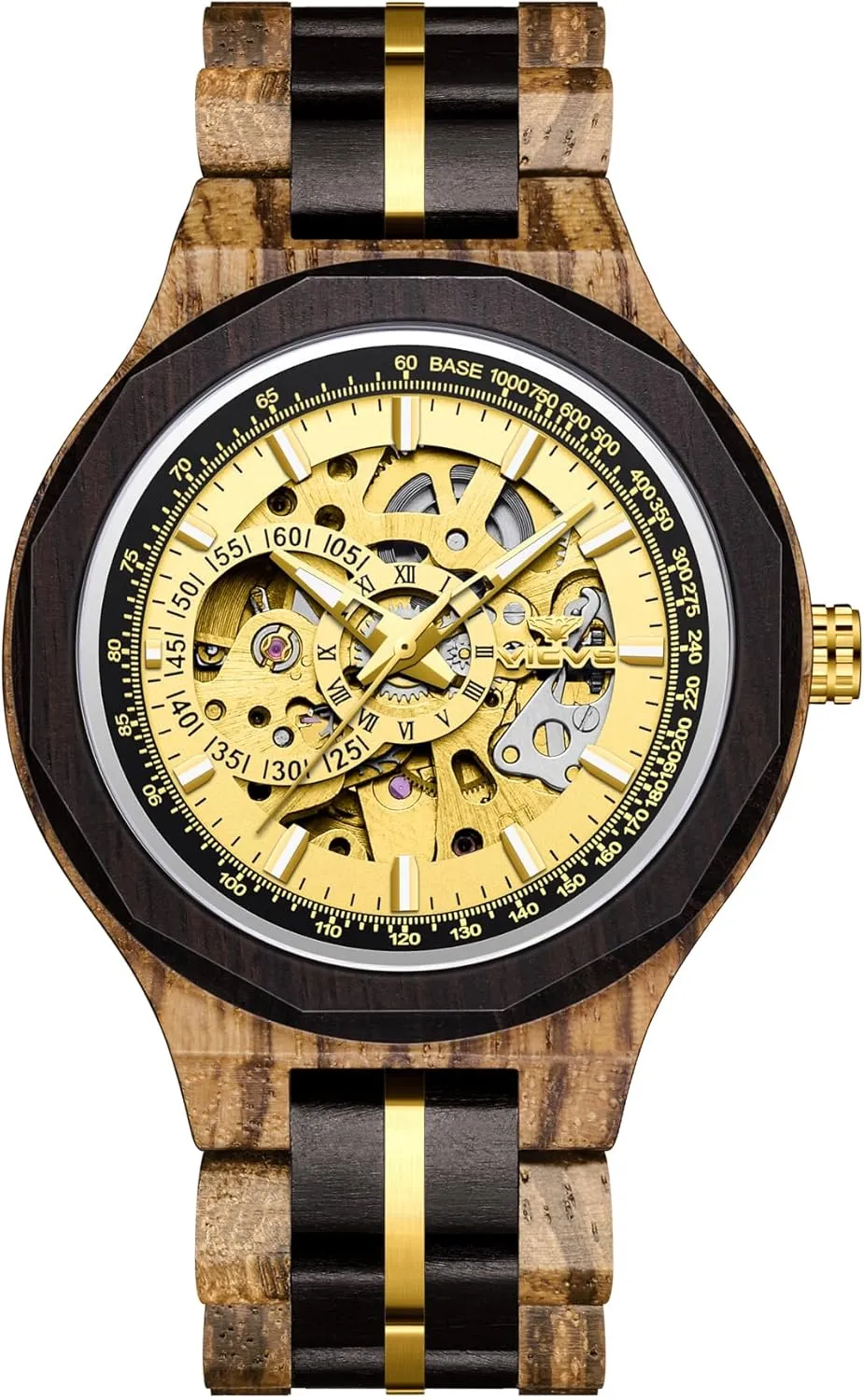 Multifunctional Automatic Business Wooden Watch Natural Walnut complex cache Automatic Men's Wooden Watch Date Day 