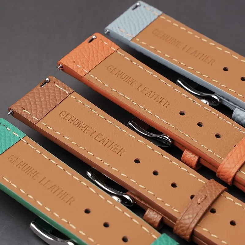 Multiple Colors Quick Release Epsom Leather Straps For Omega Speedmaster And MoonSwatch watches, Replacement Calfskin Watch Bands Straps With valse quantitative abound fin Deployment Clasp For Omega Watches - 