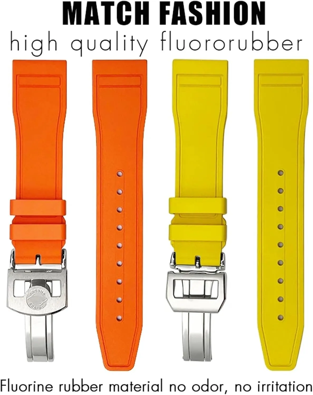 Natural Rubber Watchband 20mm 21mm 22mm for IWC Big Pilot's Watches IW3881 IW3777 Green Yellow Colorful personality Soft Fluororubber Strap FKM 
