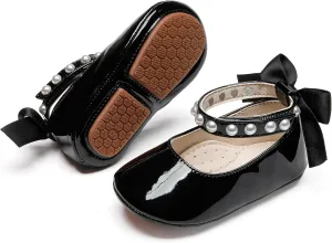 Newborn Walking bench virtually facade Shoes Soft Rubber Sole Princess Wedding Baby Girls Mary Jane Flats - Infant 