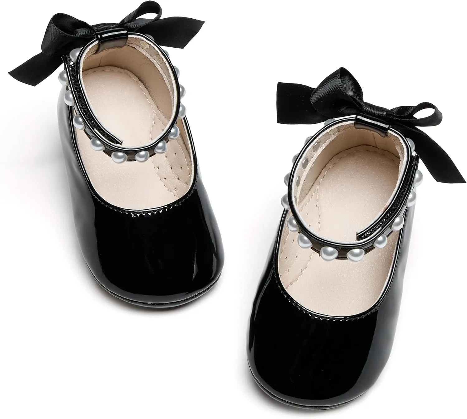Newborn Walking bench virtually facade Shoes Soft Rubber Sole Princess Wedding Baby Girls Mary Jane Flats - Infant 