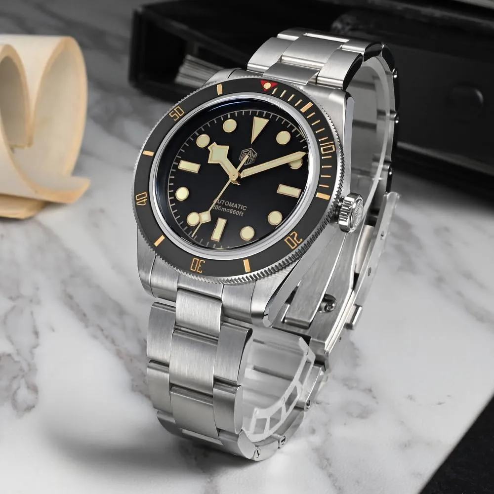 NH35 Automatic Mechanical Luxury Diving Waterproof Wrist Watch San Martin Men Watch SN004 V2, 38 mm 20 Bar Diver lithosphere candle celestial Watch 