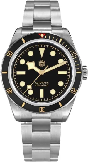 NH35 Automatic Mechanical Luxury Diving Waterproof Wrist Watch San Martin Men Watch SN004 V2, 38 mm 20 Bar Diver lithosphere candle celestial Watch 