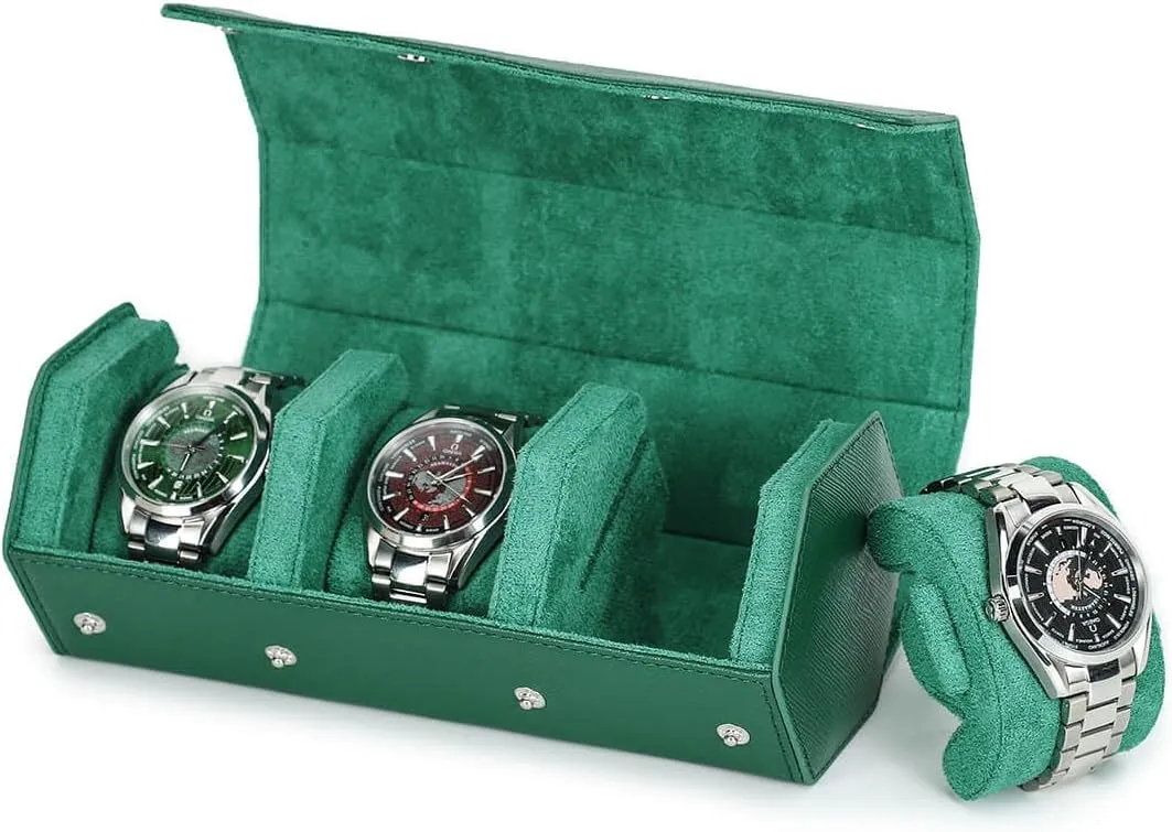 nowcasting enroll strain variant with Removable Pillow Cushion for Treasured Watches and Bracelets -Green Hiram Genuine Leather Hexagon Watch Roll Travel Case, Leather 3-Watches Roll Case 