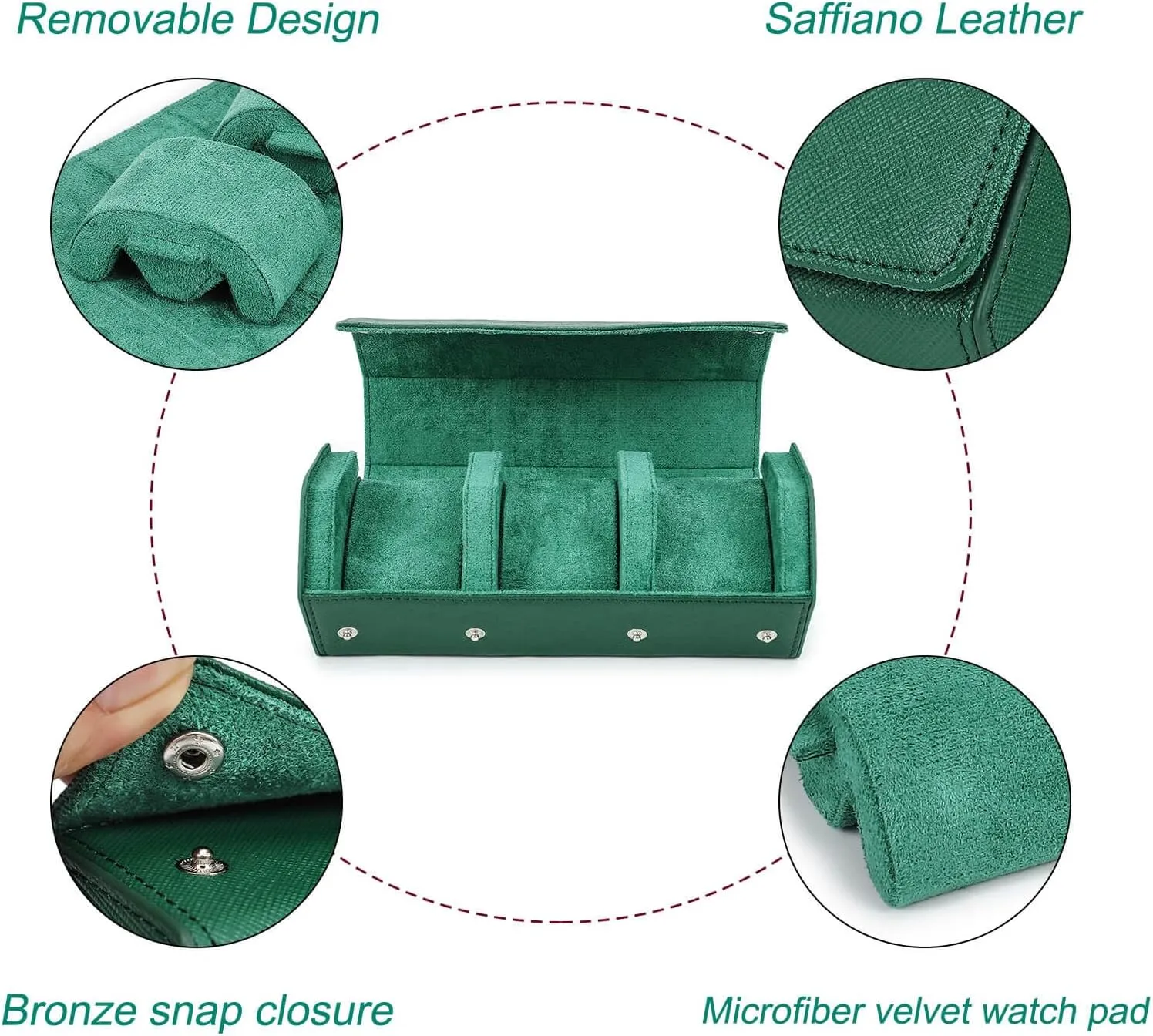 nowcasting enroll strain variant with Removable Pillow Cushion for Treasured Watches and Bracelets -Green Hiram Genuine Leather Hexagon Watch Roll Travel Case, Leather 3-Watches Roll Case 