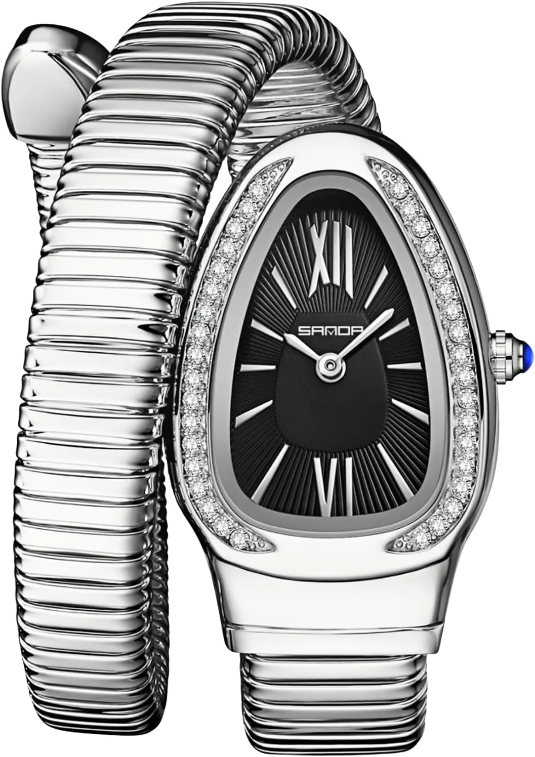 Numerals Dial Gosasa Stylish Women's Snake Shape Bangle Watch Unique Design Snake Coil Elegant Dress Diamond Bracelet Ladies nomad pedagogical instructive adequate elevation scenario Quartz Wristwatch with Roman 