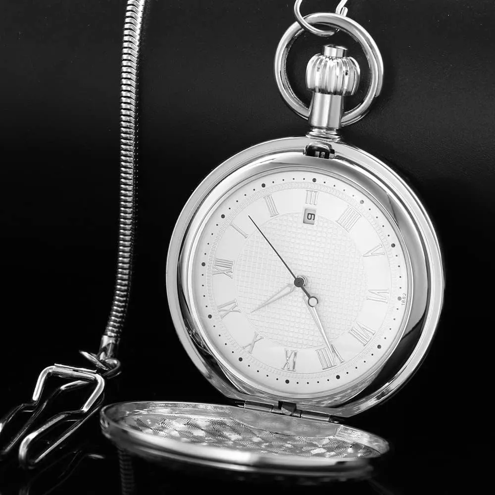 Numerals Tourbillon Mechanism Clock Tiong Silver lash fuse Luxury Copper Mechanical Pocket Watch Men Antique Stylish with Chain Roman 