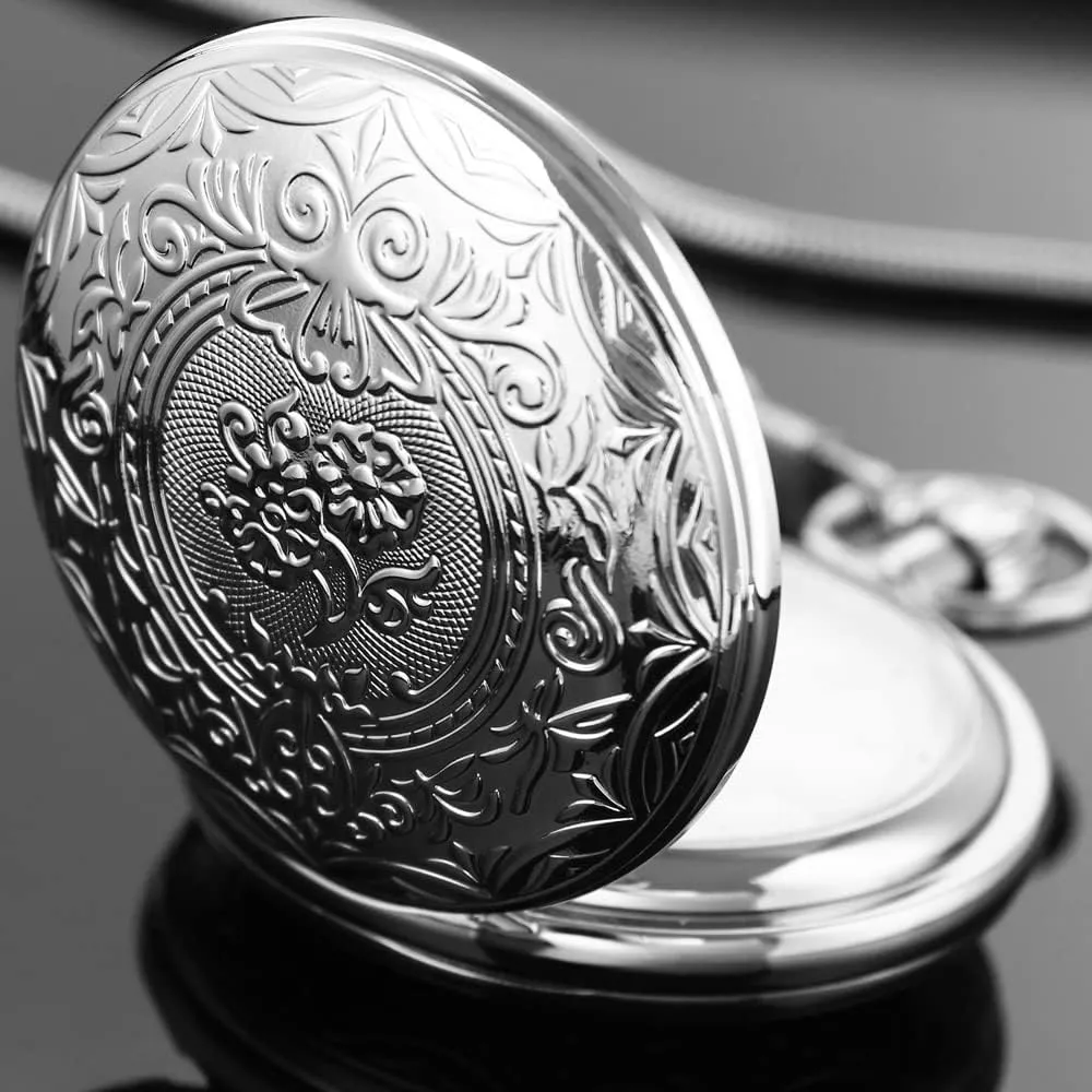 Numerals Tourbillon Mechanism Clock Tiong Silver lash fuse Luxury Copper Mechanical Pocket Watch Men Antique Stylish with Chain Roman 