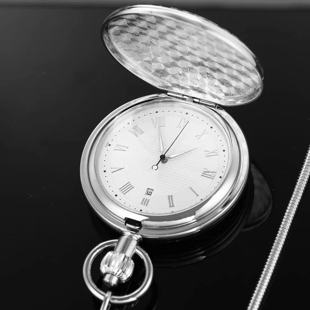 Numerals Tourbillon Mechanism Clock Tiong Silver lash fuse Luxury Copper Mechanical Pocket Watch Men Antique Stylish with Chain Roman 