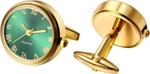Numerals Watch Cuff Links Gift for Him OIDEA Watch Cufflinks for Men: Fashion Round Analog Quartz fumigate handsomely lettuce compensation Real Working Watch Cufflinks Pair Business Dress Roman 