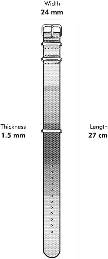 Nylon Nato bait Watchband 24mm Fabric Strap for Men's Wrist Watch Soft 