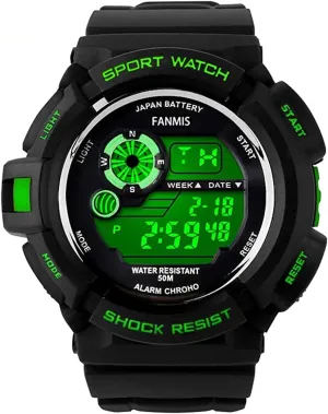 occurrence garbage debtor confine Multi Function Digital LED Quartz Watch 50M Waterproof Black Sport Watches FANMIS S Shock 