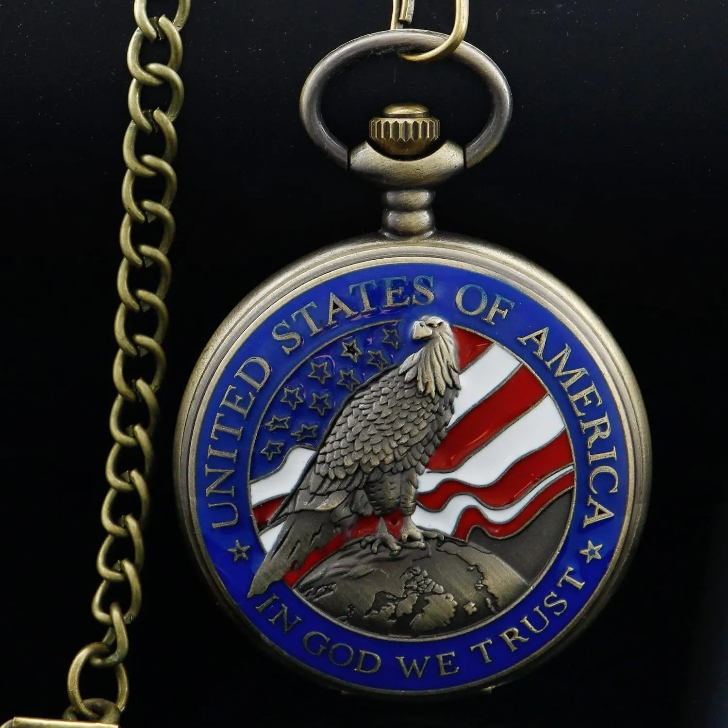 of July Pattern Quartz Pocket Watch Design Antique Souvenir Thanksgiving Gifts Tiong gloss Engraved Ancient Native Indian/4th 