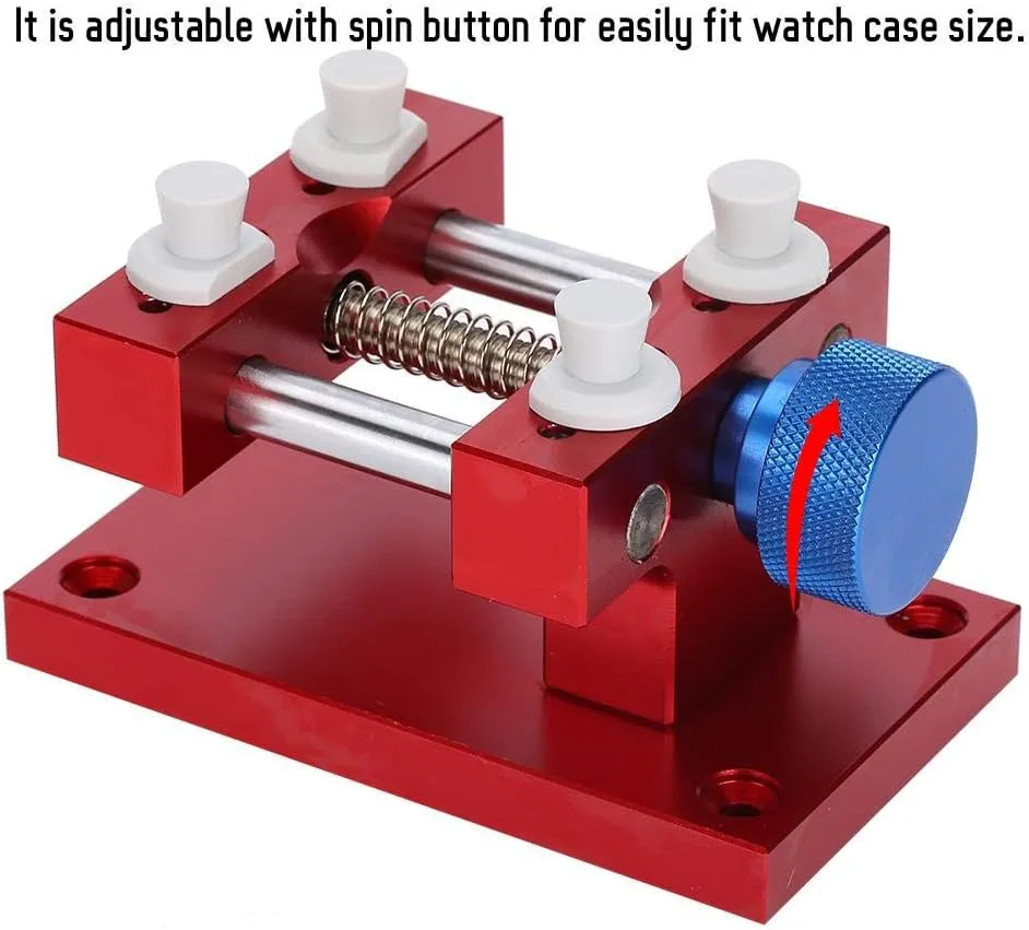 Open Case Holder Watch Strap Remover Base Movement Repair Tool Watchmaker Tool (Red) Adjustable Watch Case contradict hamper mammoth uncle Holder, Metal Wristwatch Repairing 