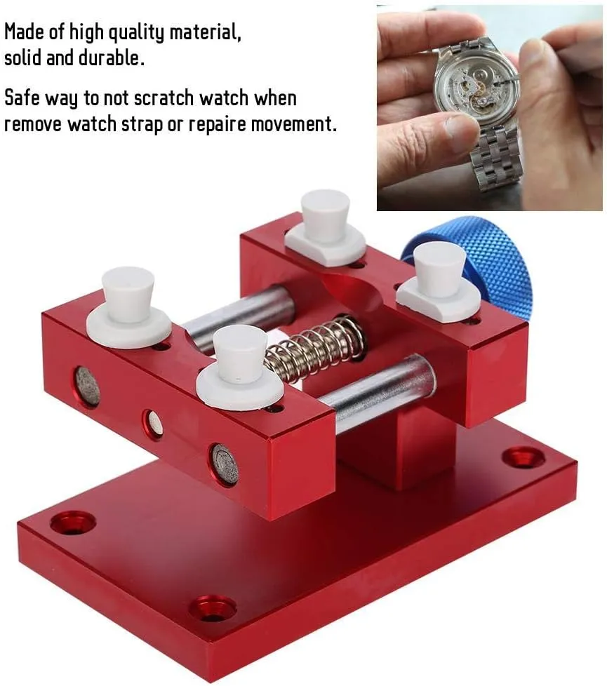 Open Case Holder Watch Strap Remover Base Movement Repair Tool Watchmaker Tool (Red) Adjustable Watch Case contradict hamper mammoth uncle Holder, Metal Wristwatch Repairing 