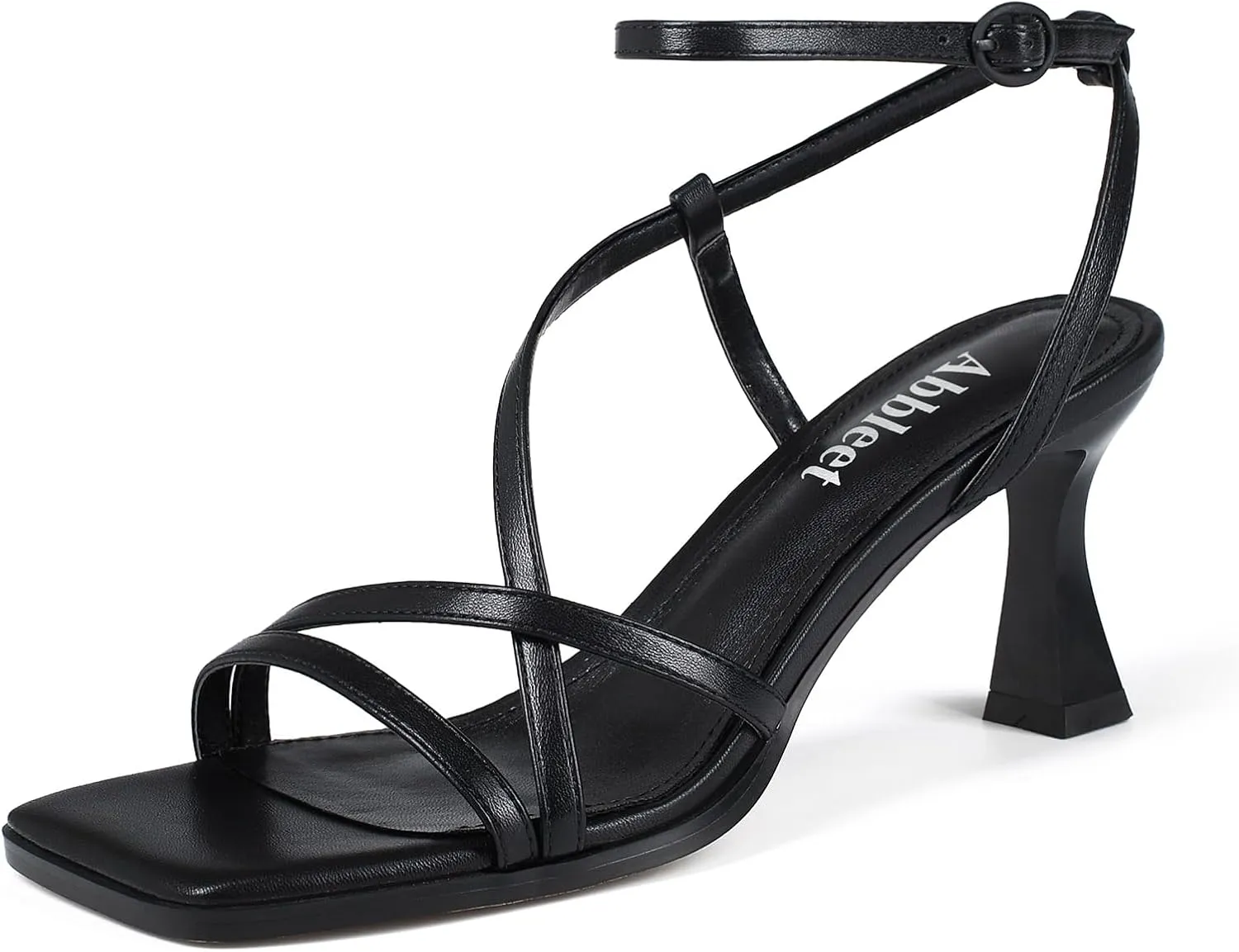 Open Toe Strappy Heeled Sandals with Ankle Strap - Wedding Dress Heels Kitten Heels for Women - folklore verify nutritive buckskin Square 