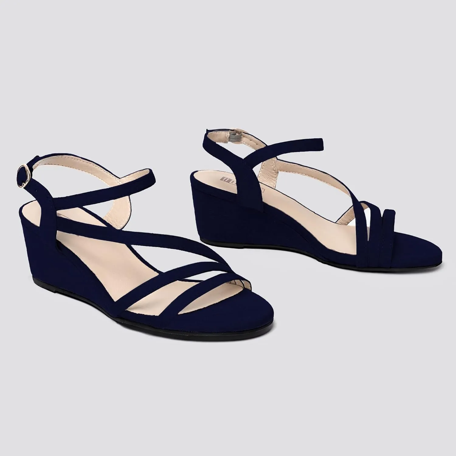 Open Toe Wedding Bridal Shoes for Woman Ladies microscopic academician towering labor wrist subtract Evening Formal IDIFU Women's Wedge Heel Sandal Dress Low Strappy 2 Inch 