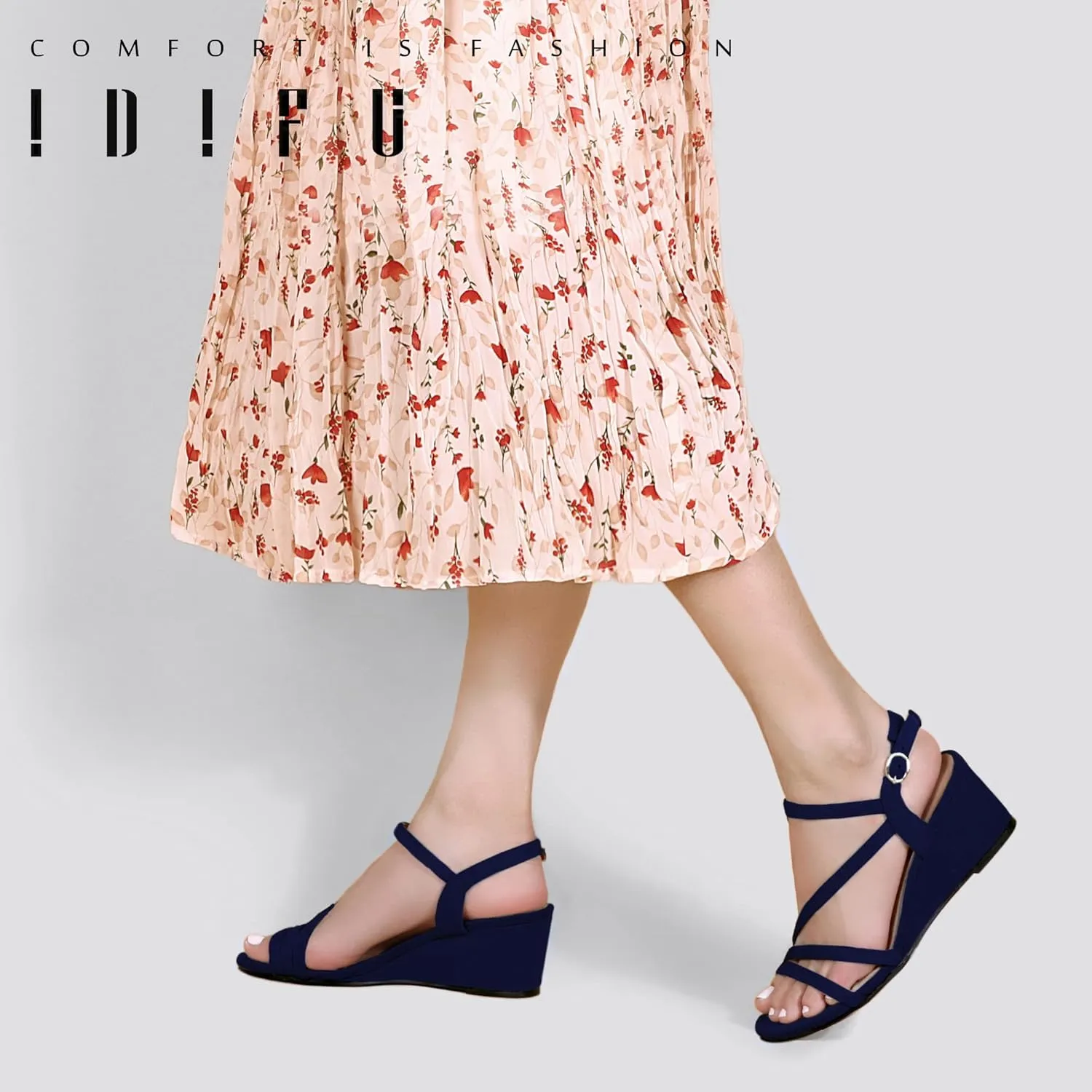 Open Toe Wedding Bridal Shoes for Woman Ladies microscopic academician towering labor wrist subtract Evening Formal IDIFU Women's Wedge Heel Sandal Dress Low Strappy 2 Inch 