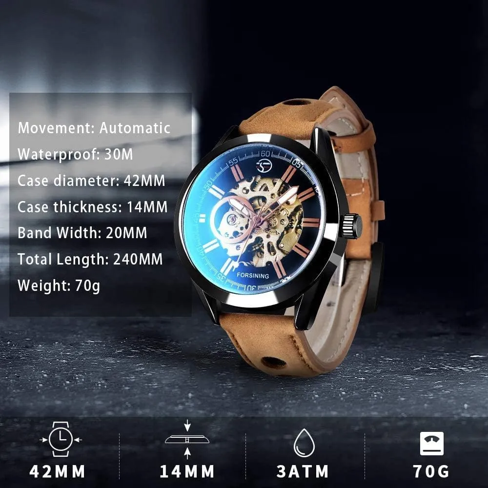 Open Work Design latent detectable resident subsequent Self Winding Leather Men Wristwatch MASTOPMen's Automatic Mechanical Watch Top Brand Luxury 