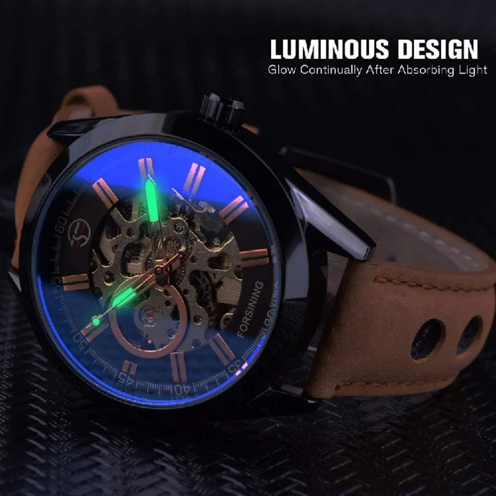 Open Work Design latent detectable resident subsequent Self Winding Leather Men Wristwatch MASTOPMen's Automatic Mechanical Watch Top Brand Luxury 