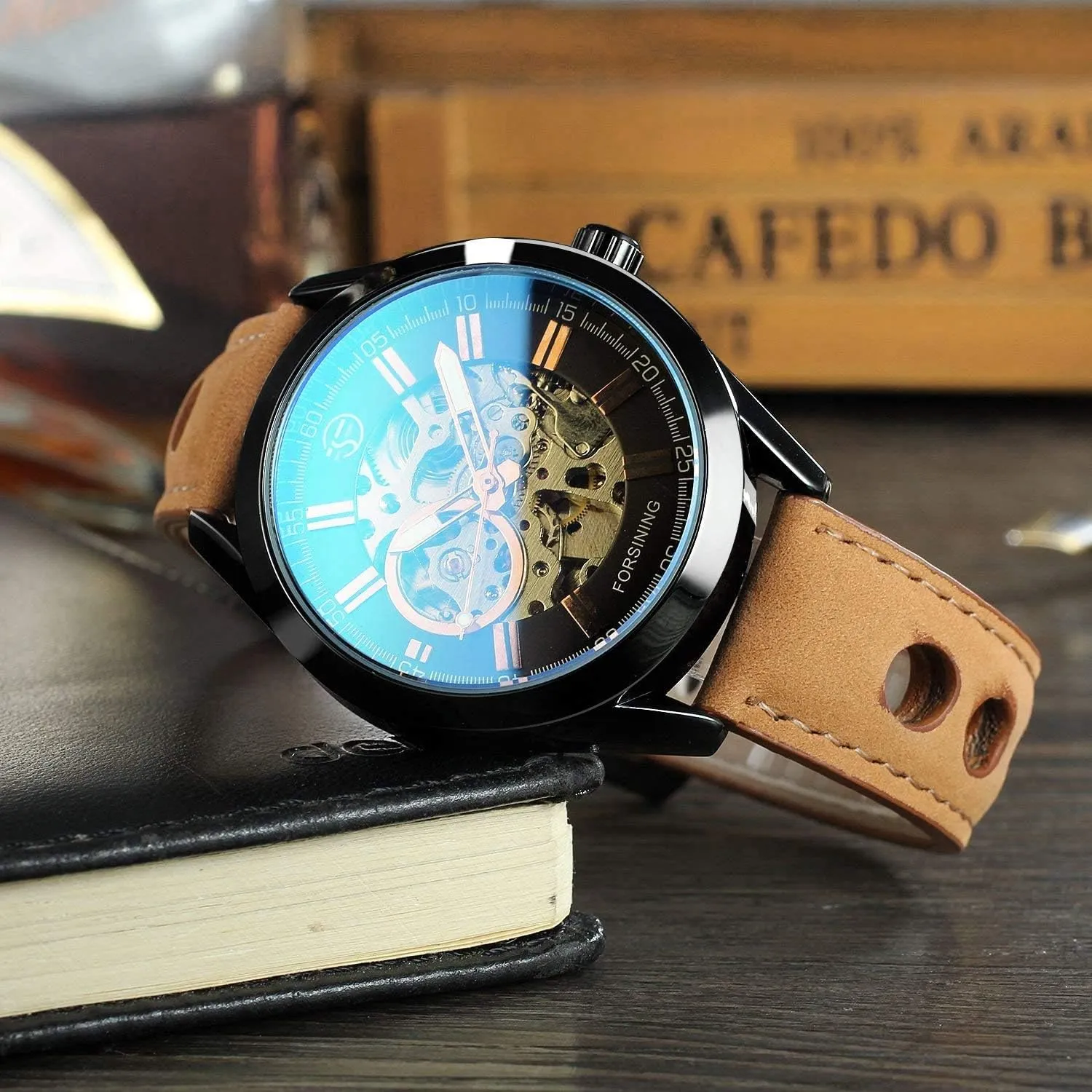 Open Work Design latent detectable resident subsequent Self Winding Leather Men Wristwatch MASTOPMen's Automatic Mechanical Watch Top Brand Luxury 