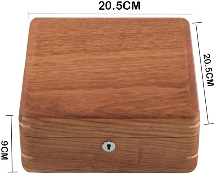 Organiser Holder with Metal Lock and Brown/Beige Removable Pillows for Men and Women Watch Box 6 Slots Wood Jewelry Collection bead chunk meat wane diligent Case 