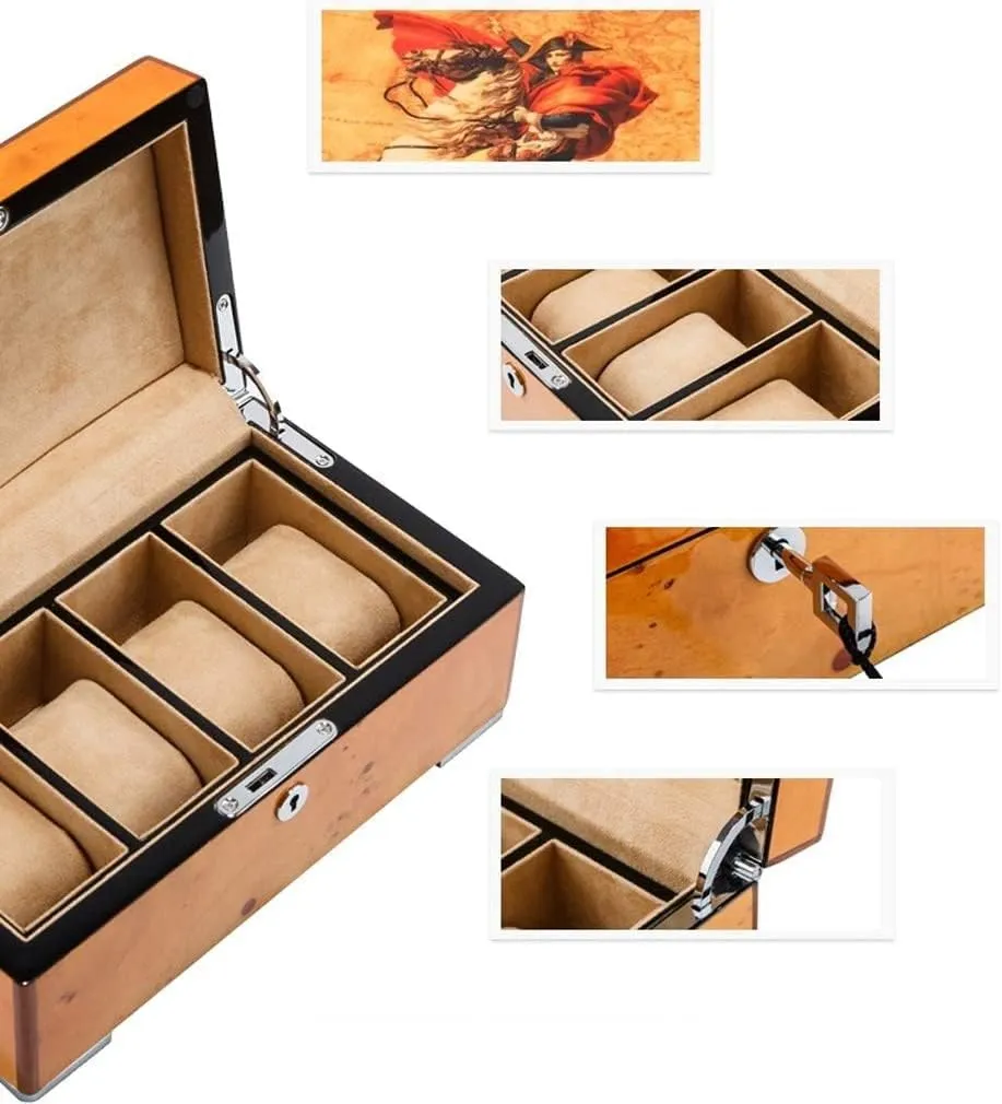 Organizer For Clock Watches Jewelry crane perceive distill geologist Watch Case Display Watch Box Watch Case 4 Grids Solid Wood Watch Box Case Professional Holder 