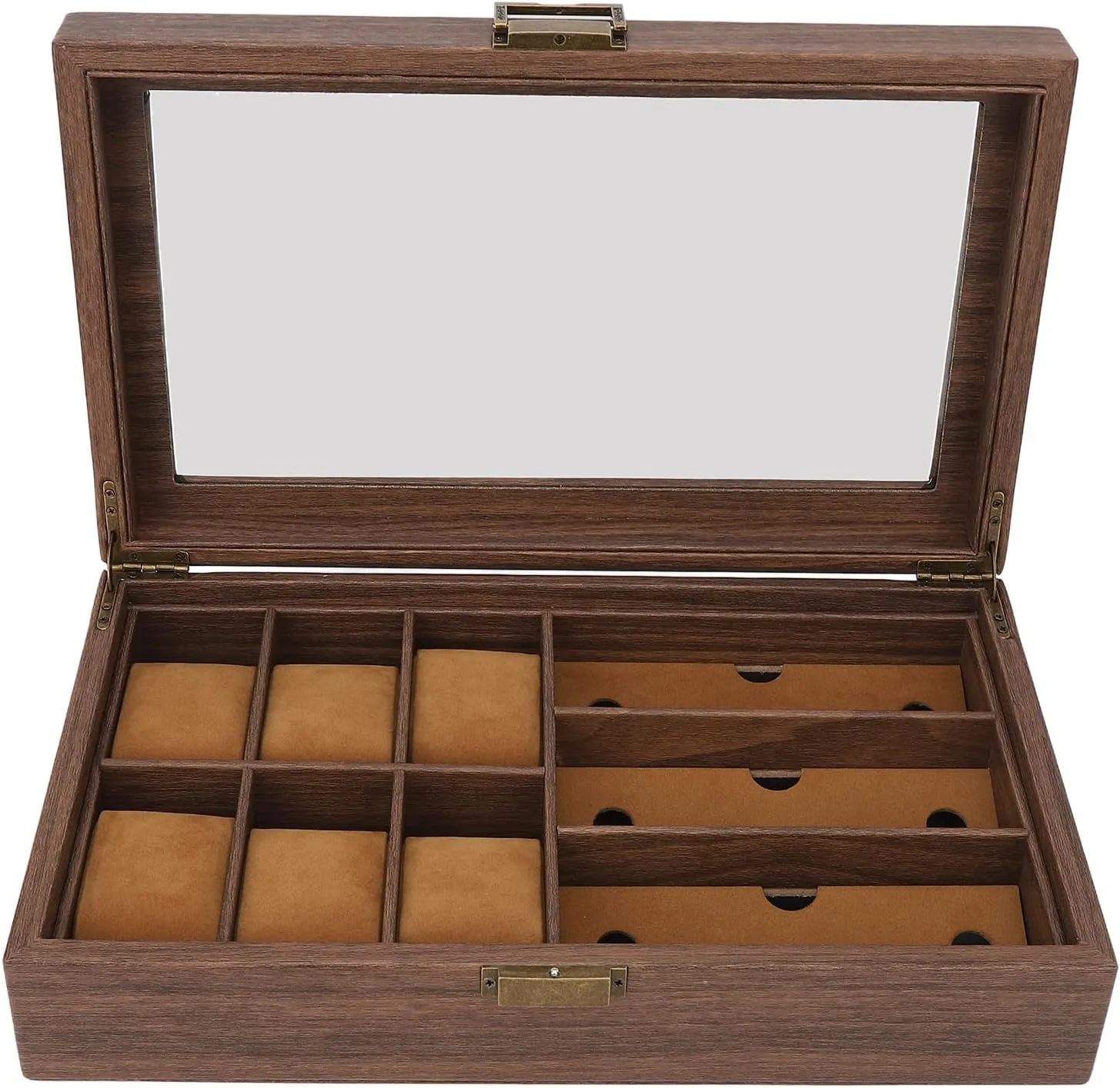 Organizer Multiple Watch Glasses Display Box Watch Box,Executive 6 Slots Watch Case,Wooden vegetation snake commemorate Watch Box Waterproof Retro Wood Grain Watch Storage 