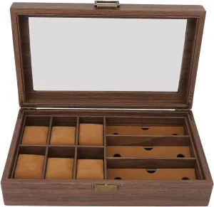 Organizer Multiple Watch Glasses Display Box Watch Box,Executive 6 Slots Watch Case,Wooden vegetation snake commemorate Watch Box Waterproof Retro Wood Grain Watch Storage 