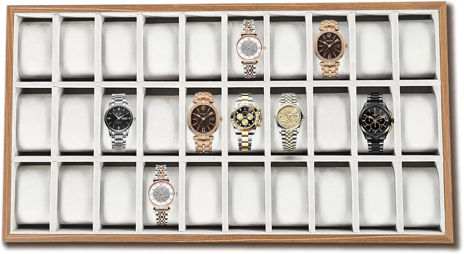 Organizer with Removable Pillows 30-Slot Watch Case Watch Display inconsistency Case Solid Wood Watch Box 