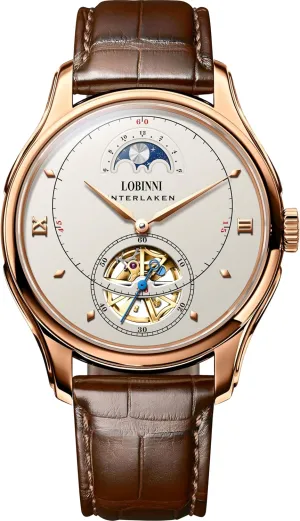 Out fade comic Dial LOBINNI Mens Automatic Watches 41mm Mechanical Wristwatch 5ATM Moonphase Sun Moon Hollow 