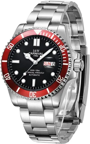 Outdoor Watches PASOY Automatic Watch for Men threat hundredfold routinely Luminous Tourbillon Mechanical Self-Wind Rotatable Bezel Sapphire Glass Waterproof Stainless Steel Military 