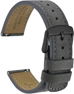outlaw with Black Buckle (Grey) WOCCI 20mm Retro Leather Watch Band for Men and Women, Quick Release Replacement Strap 
