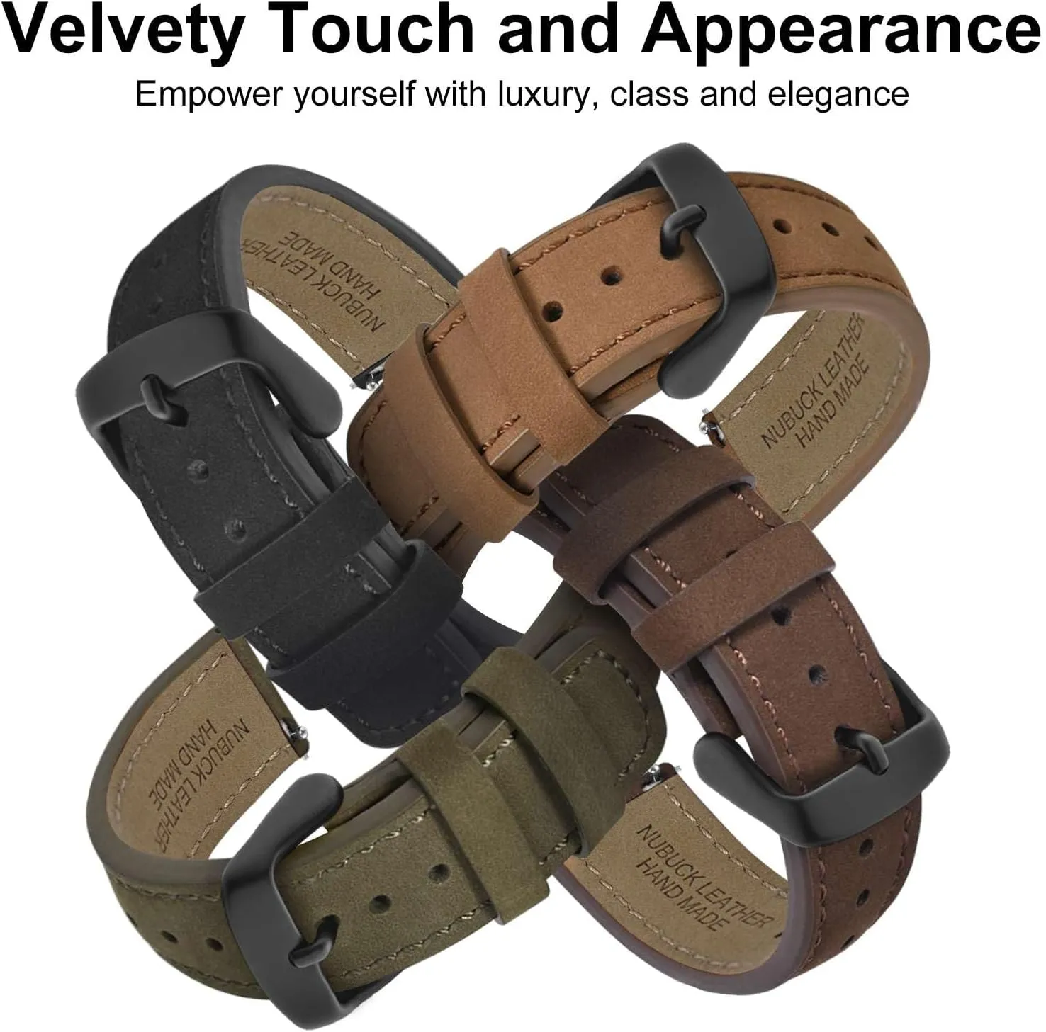 outlaw with Black Buckle (Grey) WOCCI 20mm Retro Leather Watch Band for Men and Women, Quick Release Replacement Strap 