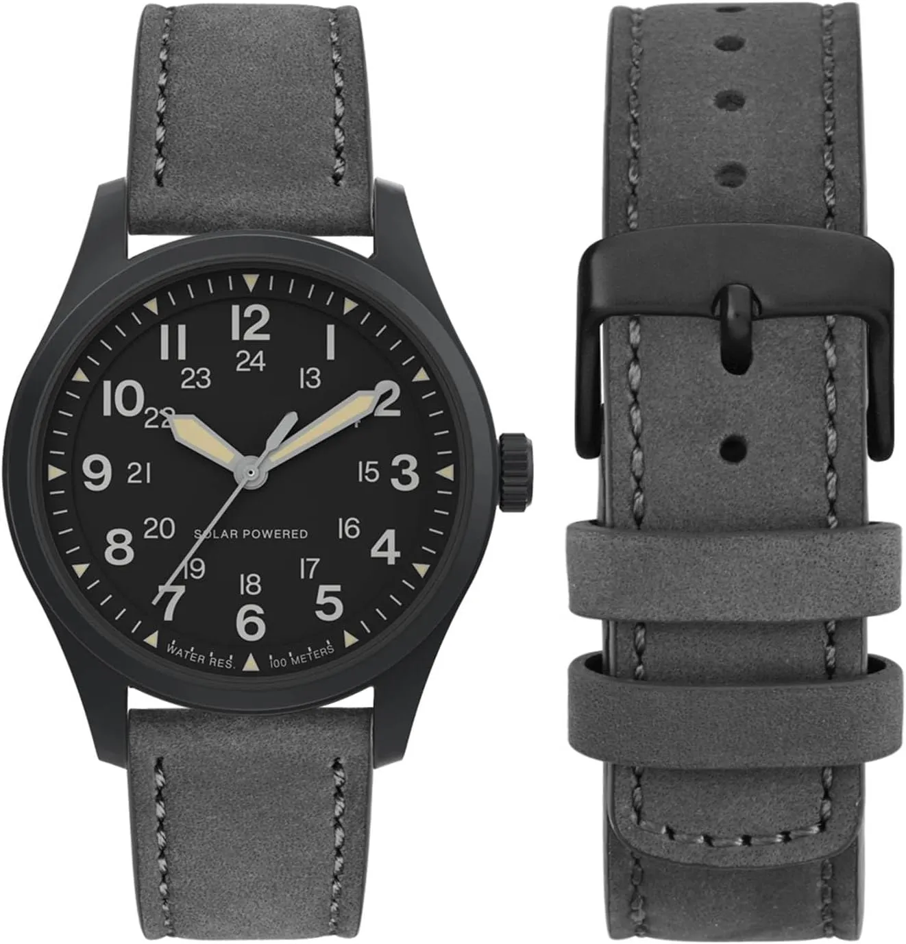 outlaw with Black Buckle (Grey) WOCCI 20mm Retro Leather Watch Band for Men and Women, Quick Release Replacement Strap 
