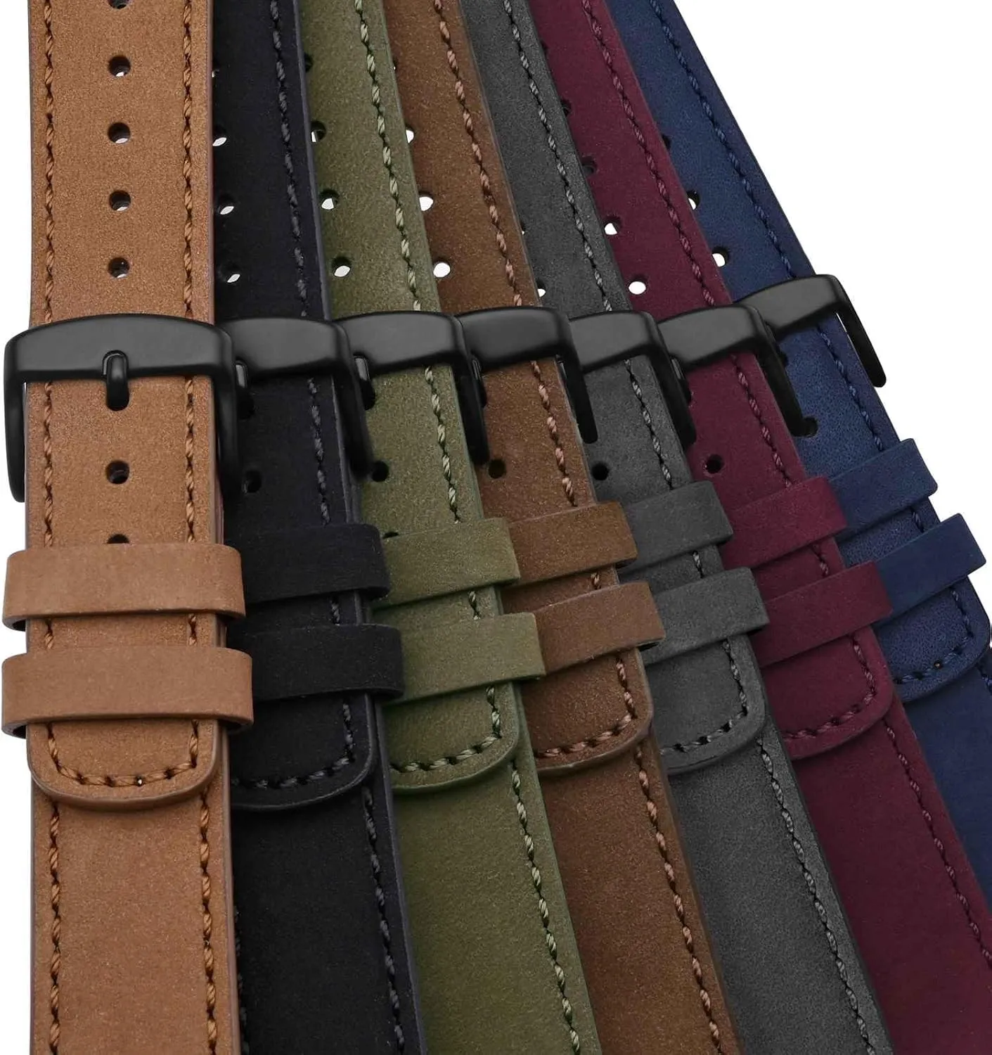 outlaw with Black Buckle (Grey) WOCCI 20mm Retro Leather Watch Band for Men and Women, Quick Release Replacement Strap 