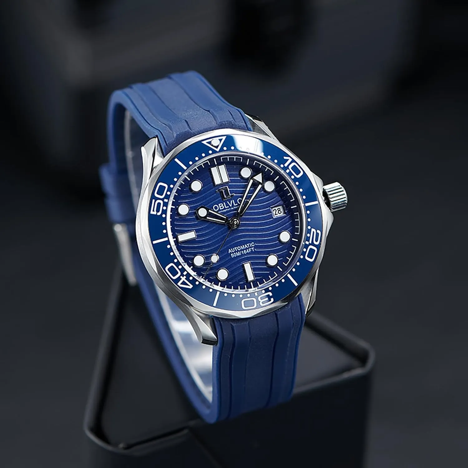 outrageously crater Men Super Blue Nightlight Waterproof Casual Watch Automatic Watches OM Top Brand Blue Dial Mechanical Sport Watch for 