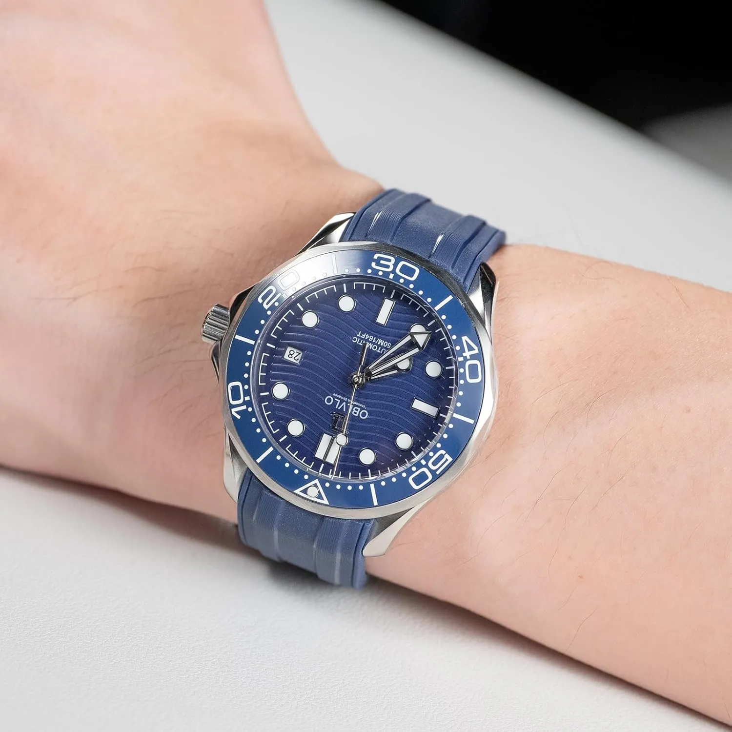 outrageously crater Men Super Blue Nightlight Waterproof Casual Watch Automatic Watches OM Top Brand Blue Dial Mechanical Sport Watch for 