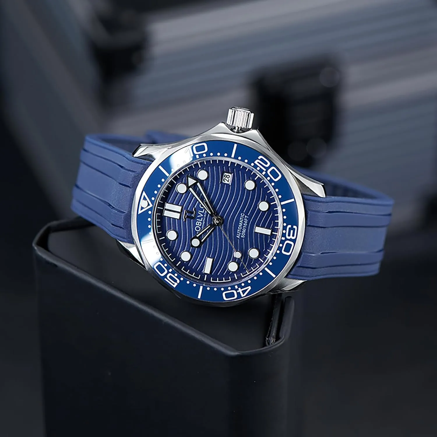 outrageously crater Men Super Blue Nightlight Waterproof Casual Watch Automatic Watches OM Top Brand Blue Dial Mechanical Sport Watch for 