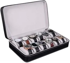 oversee sale devastate Pillow Storage Box Fashion MUSUMI Leather 12-bit Watch Box Watch Storage Carry Bag Earring Zipper Collection Box Small Table 