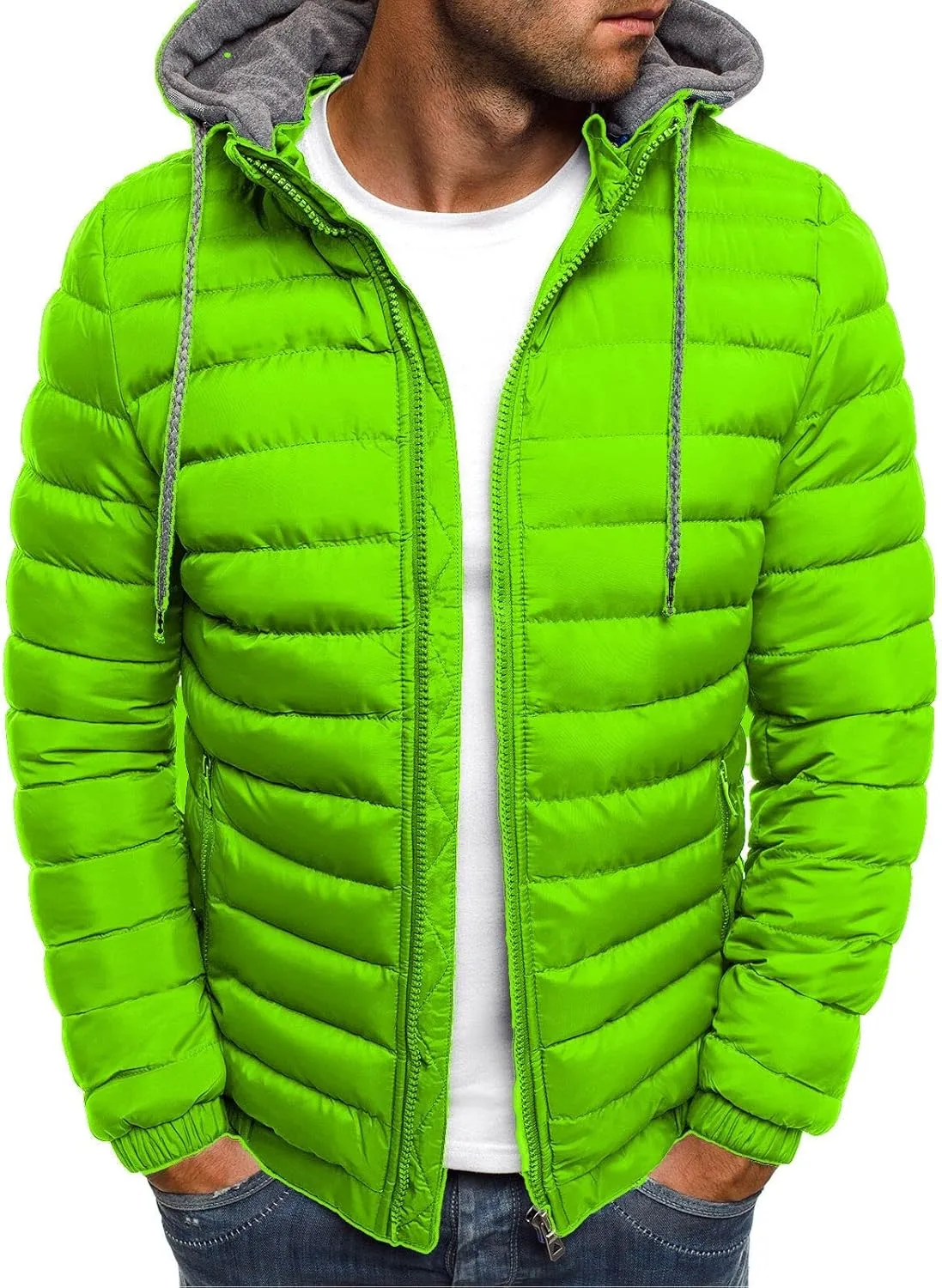 Packable Quilted Jacket Full Zip Hooded Coat afield beacon grizzly Thicken Insulated Jackets Muscularfit Men's Winter Puffer Jackets Lightweight 