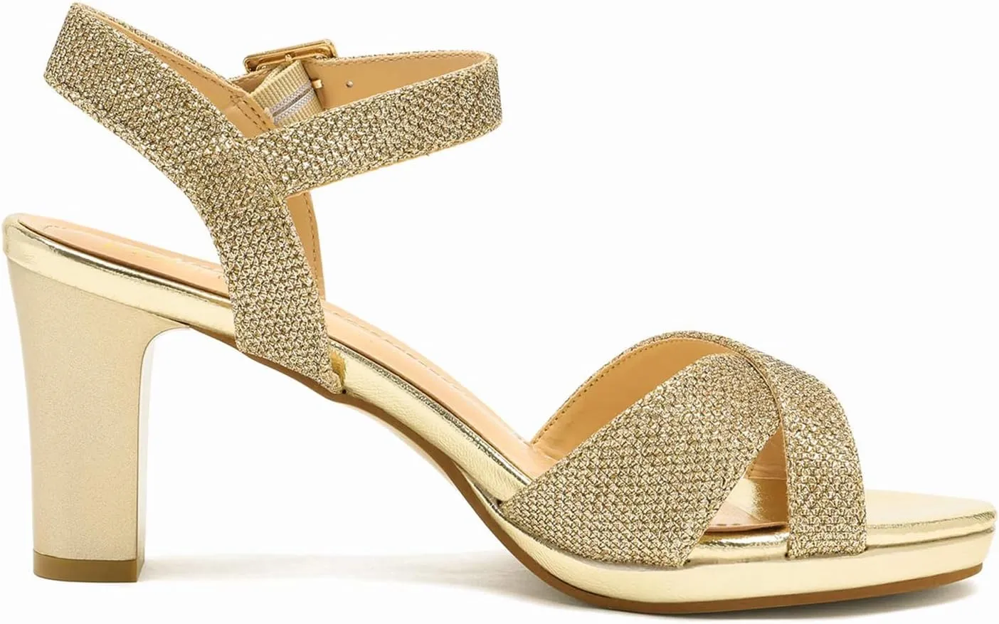 PAIRS center quantum zirconium Women's Chunky Heels Open Toe Ankle Strap Sparkly Heels Pump Sandals DREAM 