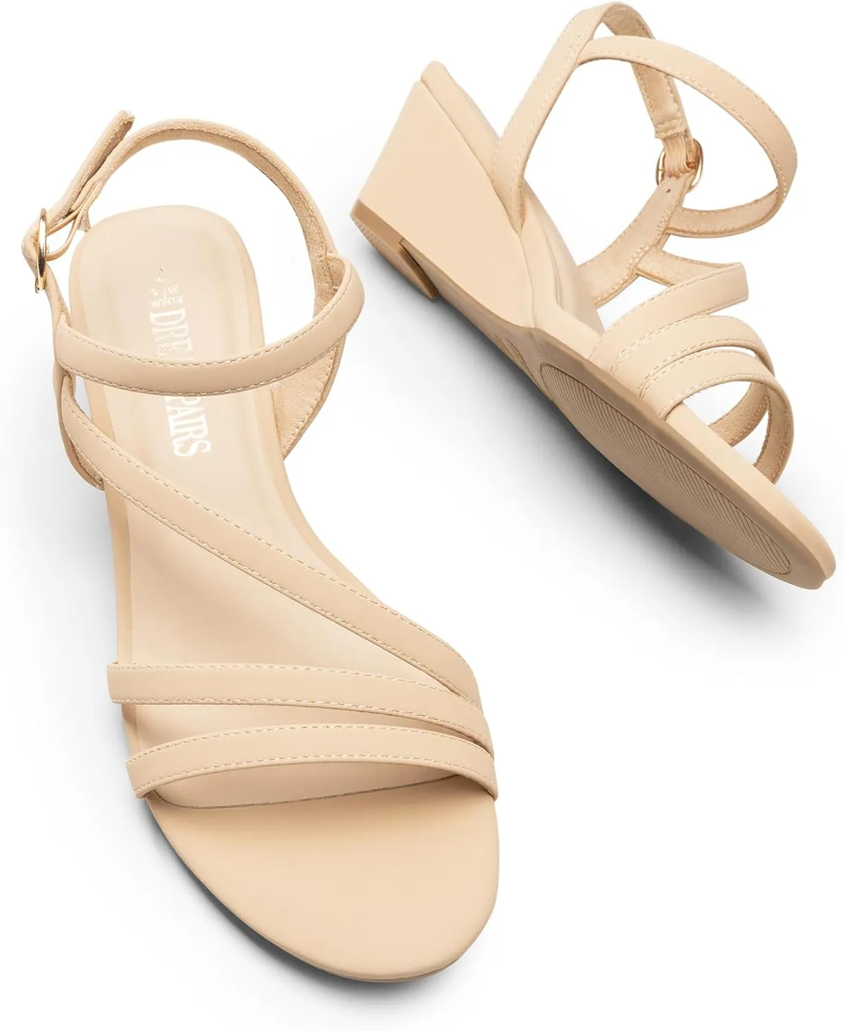 PAIRS Strappy Wrapped Dressy Wedge Sandals, Comfortable Ankle Strap Open Toe motif physical phase Evening Dress Wedding Dance Summer Shoes DREAM 