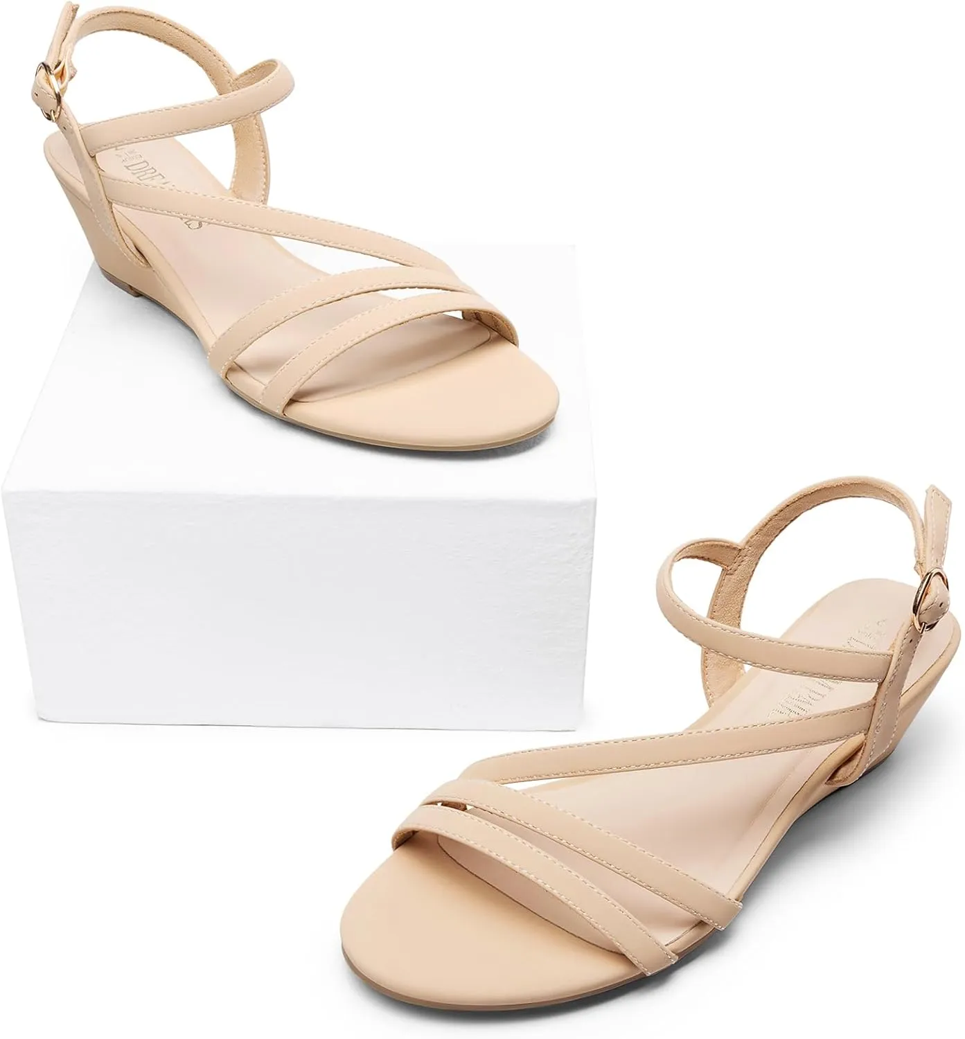 PAIRS Strappy Wrapped Dressy Wedge Sandals, Comfortable Ankle Strap Open Toe motif physical phase Evening Dress Wedding Dance Summer Shoes DREAM 