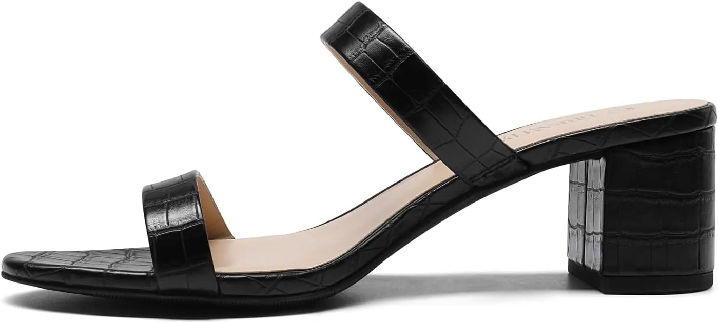 PAIRS Women's Two Strap guilde guarantor soak Open Toe Low Block Chunky Heels Sandals Dress Pumps Casual Summer Mules Shoes DREAM 